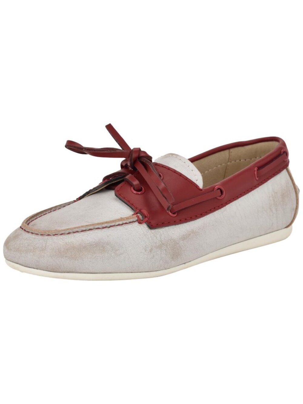 Nine West Size 10M Yacht Boat Loafers Red/White Leather Slip-On Bow Detail Shoes